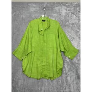 Dilemma Shirt Womens Plus 1X Green Organic Cotton Handwoven Oversized India Boho